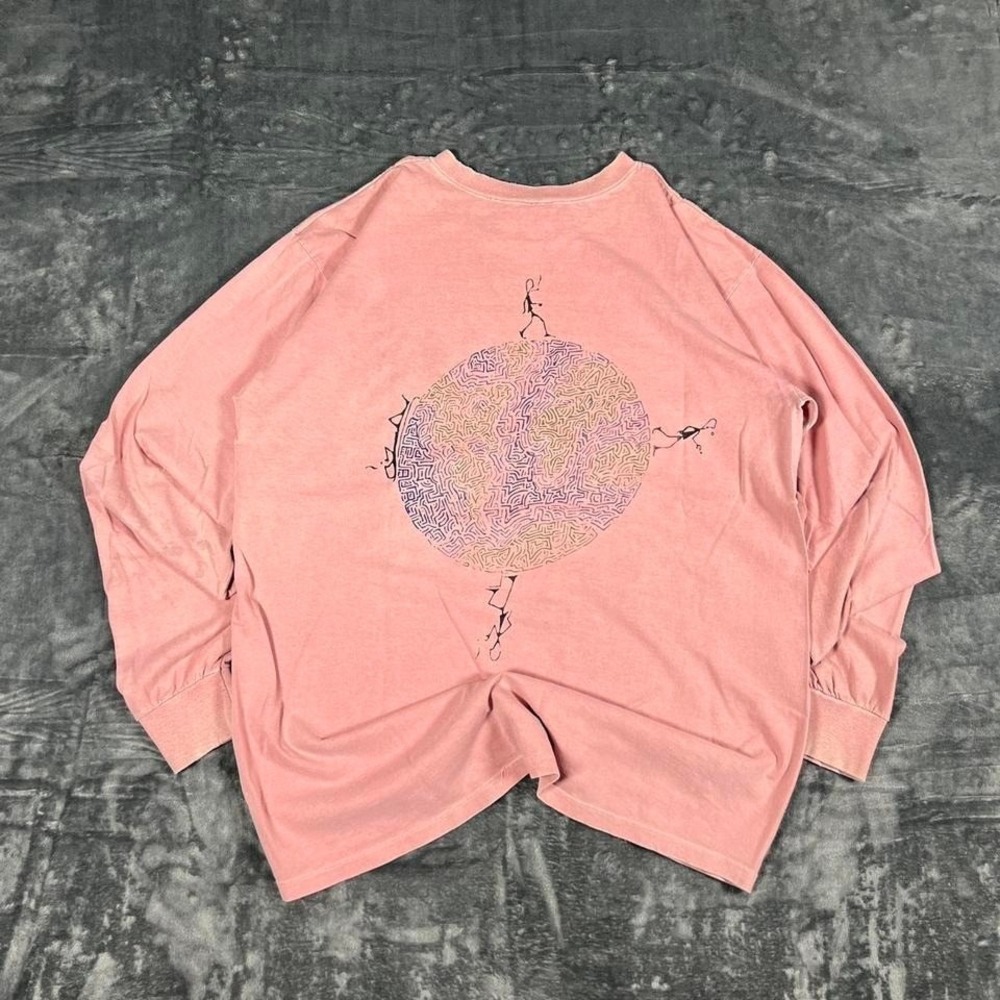 Y2K Pipe Man Pink World Smoking Long Sleeve Graphic Shirt - size XL